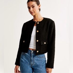 Abercrombie Tweed Collarless Blazer